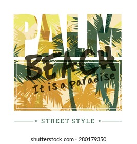 Tropical summer print with  slogan  for t-shirt graphic and other uses. Vector illustration.