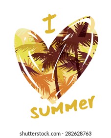 Tropical summer print with slogan for t-shirt graphic and other uses. Vector illustration.