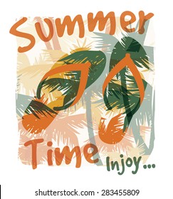 Tropical summer print with slogan for t-shirt graphic and other uses. Vector illustration.