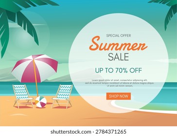 Tropical Summer Promotion Template with Beach Atmosphere