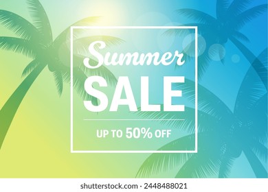 Tropical summer sale banner_vector illustration