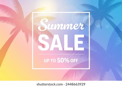 Tropical summer sale banner_vector illustration