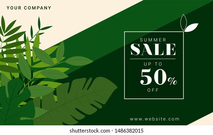 Tropical Summer Sale Poster - Banner - Vector