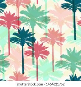 Tropical summer seamless pattern with coconut palms. Vector background
