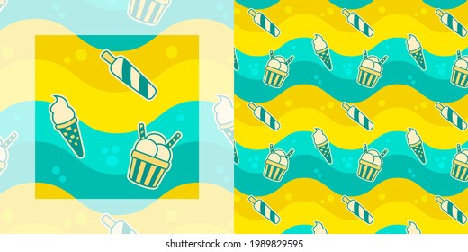 Tropical summer seamless pattern of ice cream | Pattern swatch included
