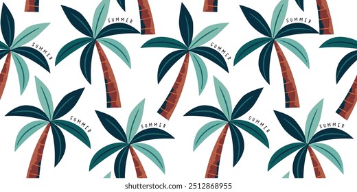 Tropical Verão Padrão Sem Costura. Palm TreesElementos tropicais Ilustração de vetor