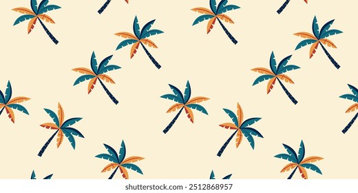 Tropical Verão Padrão Sem Costura. Palm TreesElementos tropicais Ilustração de vetor