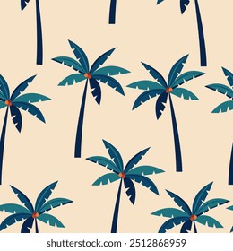 Tropical Summer Seamless Pattern. Palm TreesTropical Elements Vector illustration