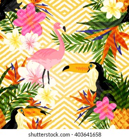 Tropical summer seamless vector.