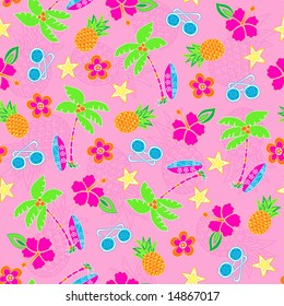 Tropical Summer Seamless Vector Repeat Pattern