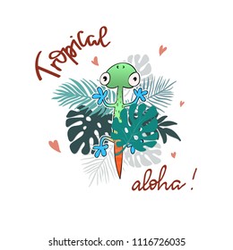 Tropical summer slogan vector print. For t-shirt or other uses,T-shirt graphics, textile graphic