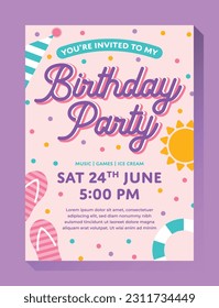 Tropical Summer Theme Birthday Invitation Design