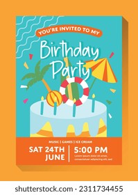 Tropical Summer Theme Birthday Invitation Design