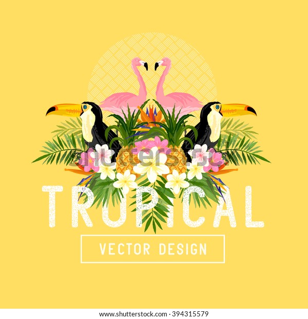 Tropical Summer Themed Vector Stock Vector (Royalty Free) 394315579
