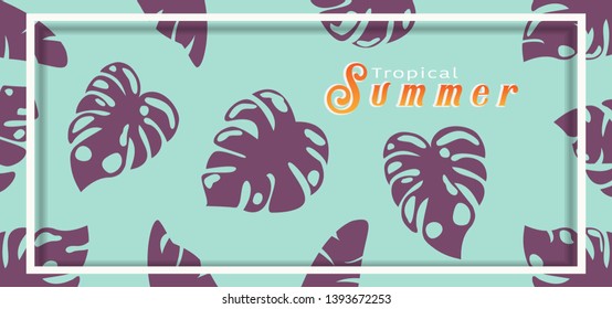 Tropical and summer time background Template design. Vector illustration.