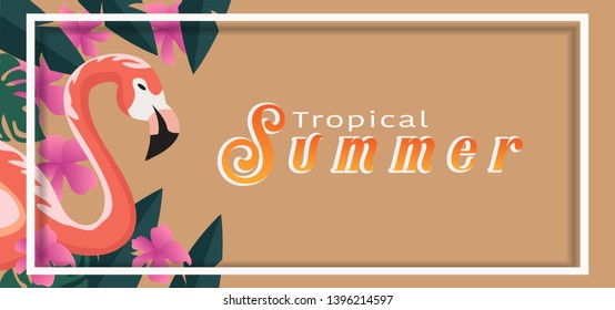Tropical and summer time background Template design. Vector illustration.