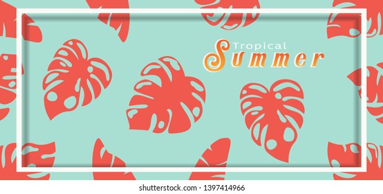 Tropical and summer time background Template design. Vector illustration.