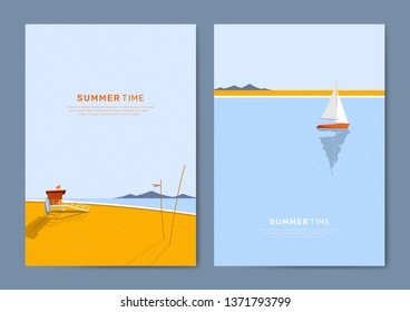 Tropical summer time card vectors