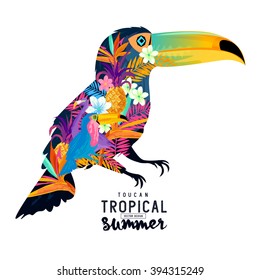 Tropical Summer Toucan. Vector