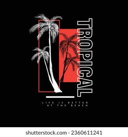 Tipografía tropical de verano árbol de palma tintado gráfico