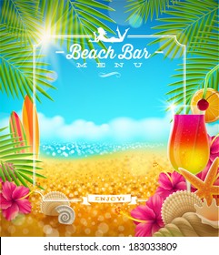 Tropical summer vacation - Beach bar menu vector design