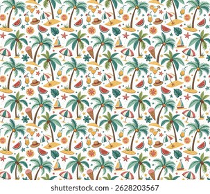 Tropical summer vacation seamless pattern.