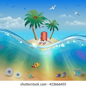 Tropical summer vacation, vector illustration