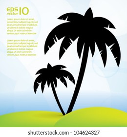 Tropical, summer vector background with pal trees
