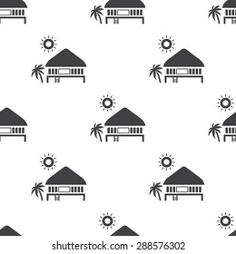 Tropical summer vector illustration - Palm tree and  Beach House