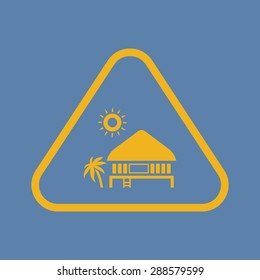 Tropical summer vector illustration - Palm tree and  Beach House