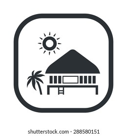 Tropical summer vector illustration - Palm tree and  Beach House