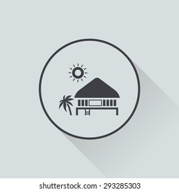 Tropical summer vector illustration - Palm tree and  Beach House