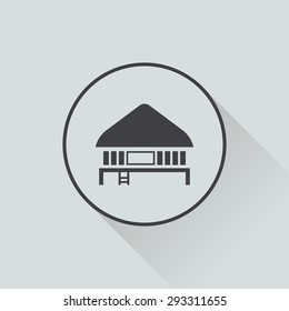 Tropical summer vector illustration - Palm tree and  Beach House