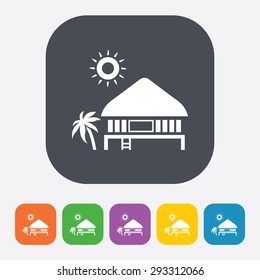 Tropical summer vector illustration - Palm tree and  Beach House