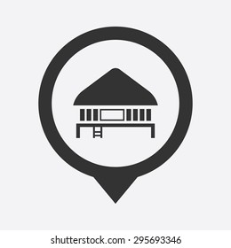 Tropical summer vector illustration - Palm tree and  Beach House