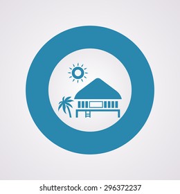 Tropical summer vector illustration - Palm tree and  Beach House