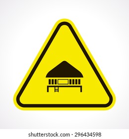 Tropical summer vector illustration - Palm tree and  Beach House