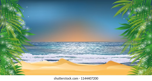 Tropical summer  wallpaper , vector illustration