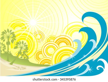 Tropical Summer-Vector illustration of summer background.