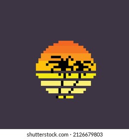 tropische Sonne in Pixelstil
