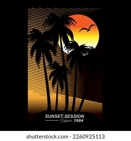 tropical sunset illustration vector design
