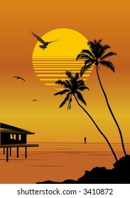 Tropical sunset on the beach