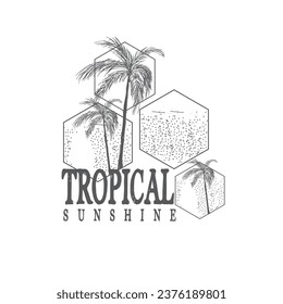 Tropical Sunshine typography summer beach palm t shirt design