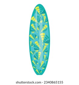 Tropische Surfbrett-Symbol-Vektorgrafik. Surfform. Klassisches Pflänzchen