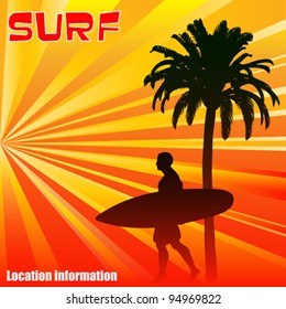 Tropical Surfer, vector background
