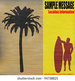 Tropical Surfer, Vector retro background