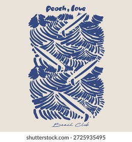 Tropical Surfing praia gráfico em vetor. pêssego, amor e surf slogan. vetor de verão. vintage t-shirt design.