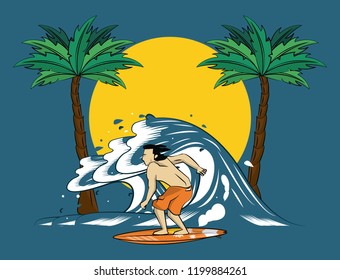 Tropical surfing lifestyle theme