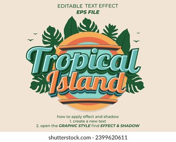 tropical text effect, font editable, typography, 3d text. vector template
