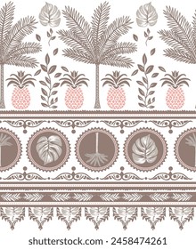 tropical texture palm pineapple texture ornament